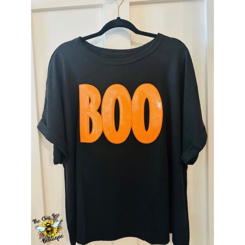 Boo Sequin Patch Oversized Tee
