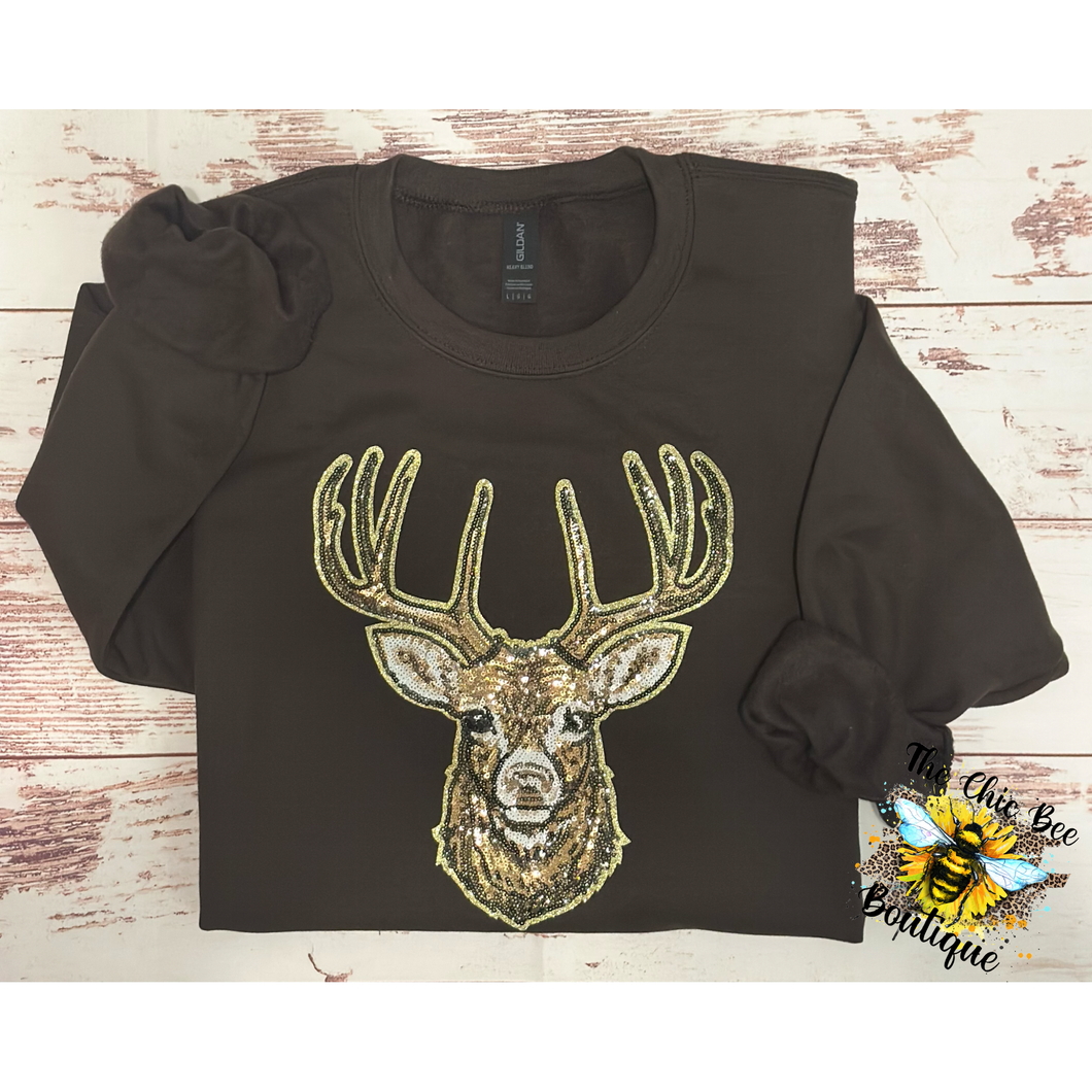 Sequin Deer Patch Sweatshirt