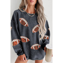 Load image into Gallery viewer, Football Sequin Rugby Corded Oversized Sweatshirt
