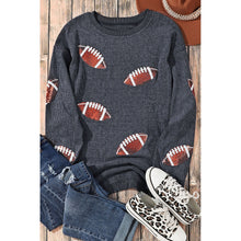 Load image into Gallery viewer, Football Sequin Rugby Corded Oversized Sweatshirt
