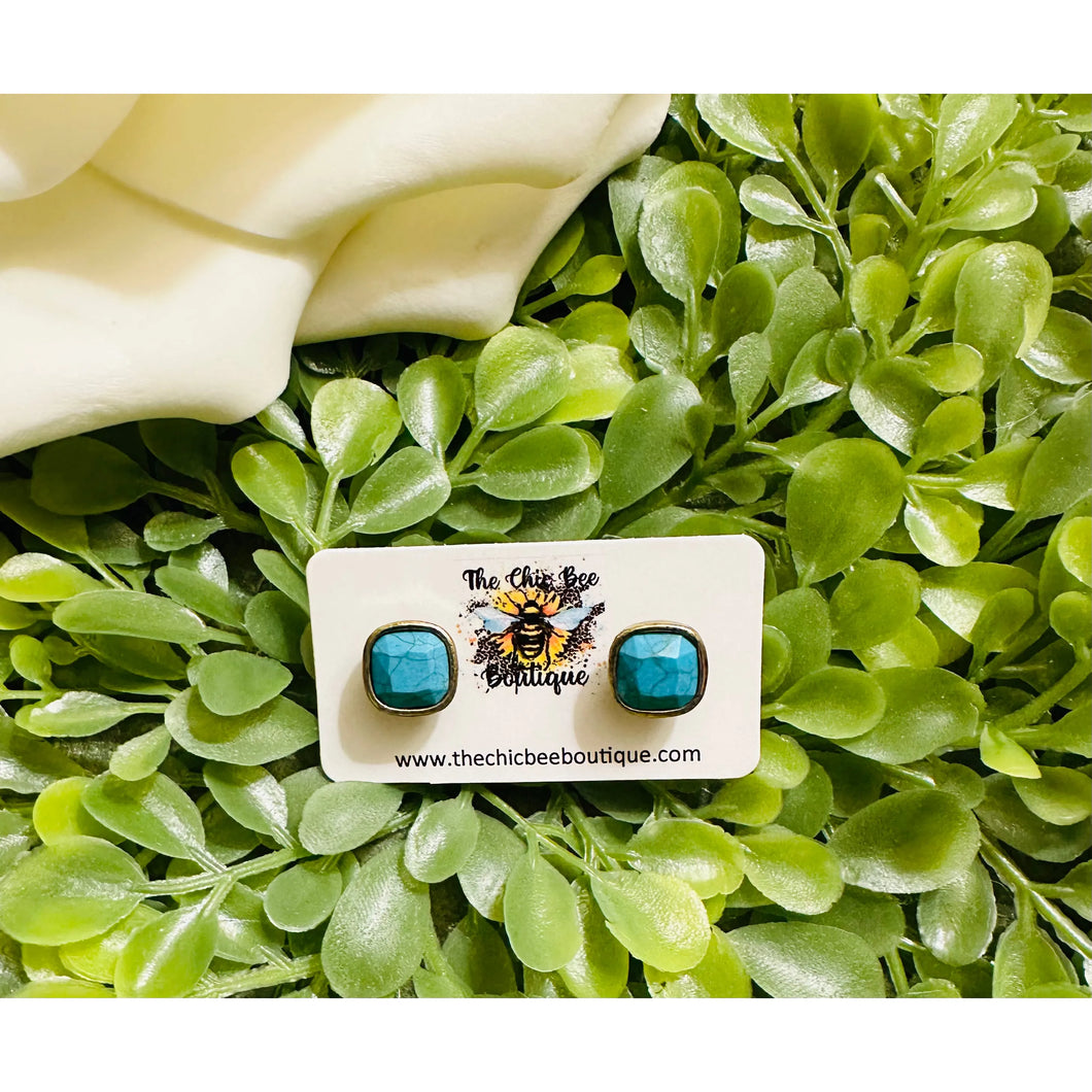 Turquoise Square Studs