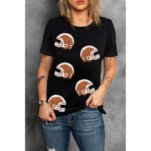 Sequin Football Helmet Tee