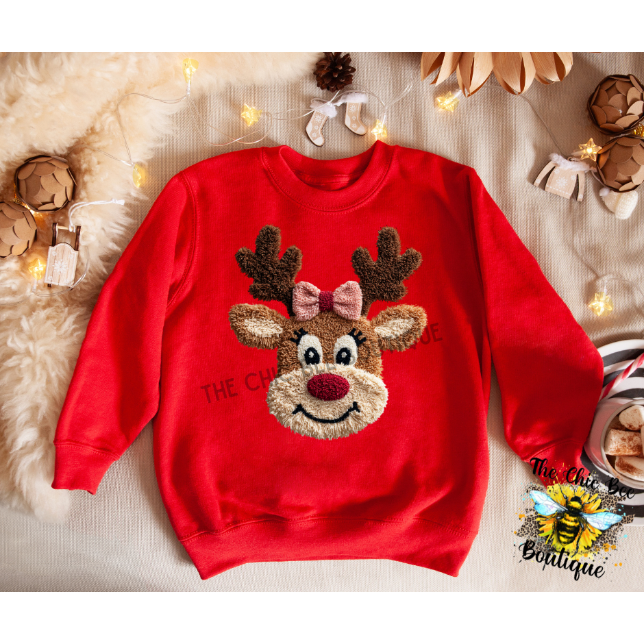 Little Girl Christmas Reindeer