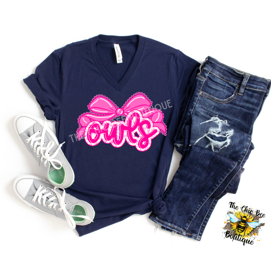 Pink Owls V-Neck
