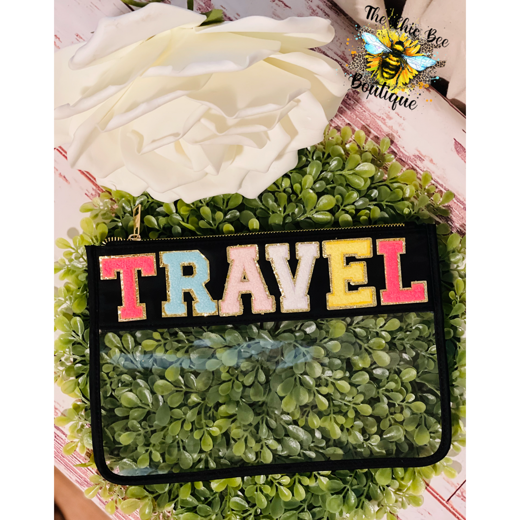 Travel Chenille Patch Clear Pouch