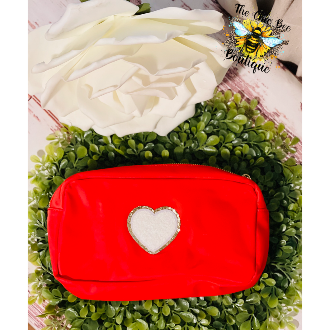 Red Heart Chenille Patch  Pouch